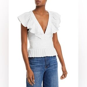 Ramy Brook Emilia Flutter Sleeve Peplum Top